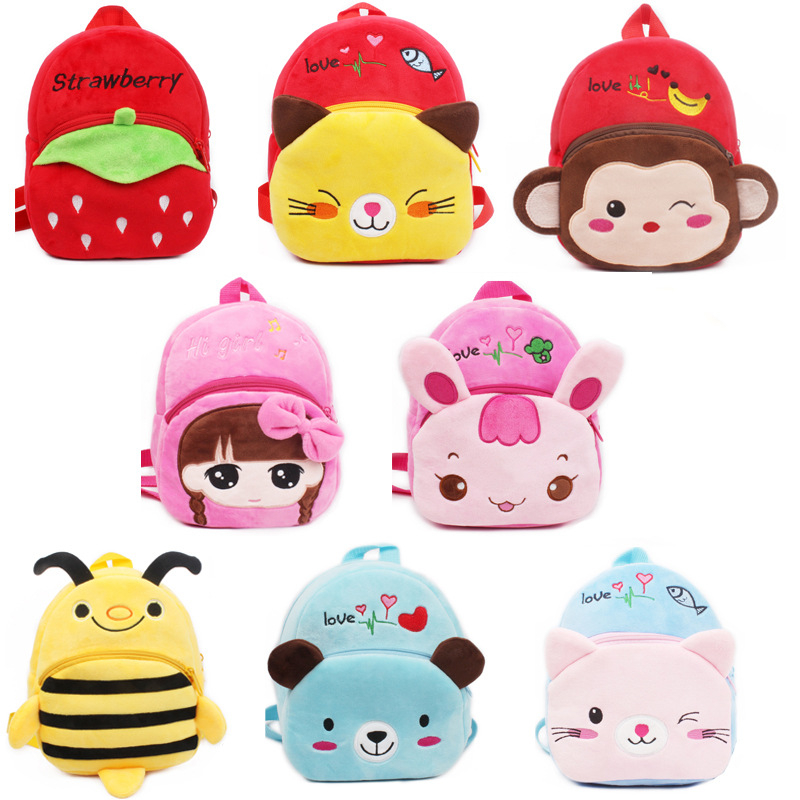 Fashion Children School Bags 3D Cartoon Print Plush Kids Backpack Kindergarten Boys and Girls School Bags Mini Backpack Book Bag