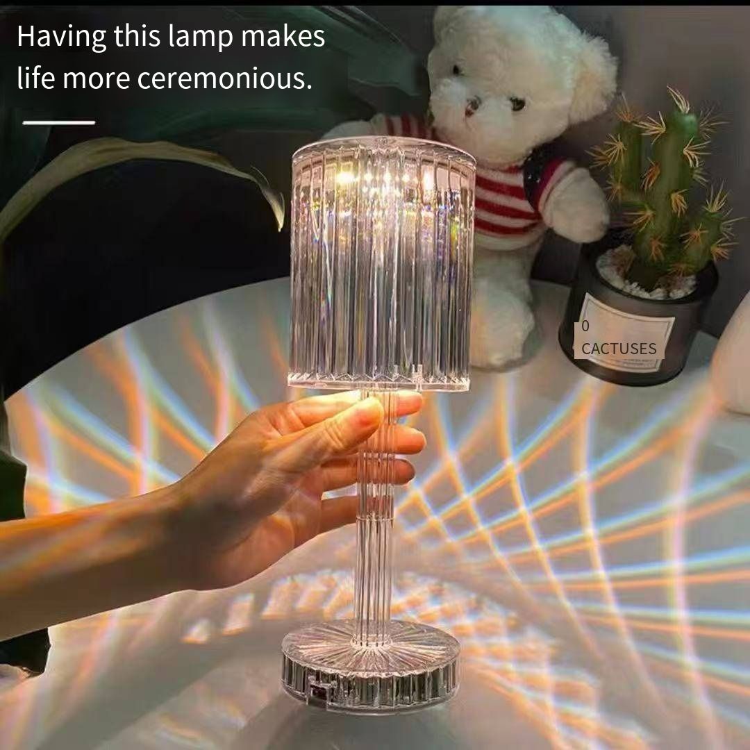 2026 New Crystal Line LED Night Light USB Rechargeable Touch Control Desk Lamp Romantic Warm Atmosphere Light for Bedroom Bedside Room Decor