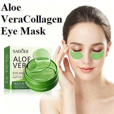 SADOER Aloe Vera Collagen Eye Mask, 40g Hydrating Under Eye Patches for Dark Circles & Puffiness, Moisturizing Anti-Aging Eye Mask for Fine Lines & Wrinkles, Soothing Eye Care Sheet for Women
