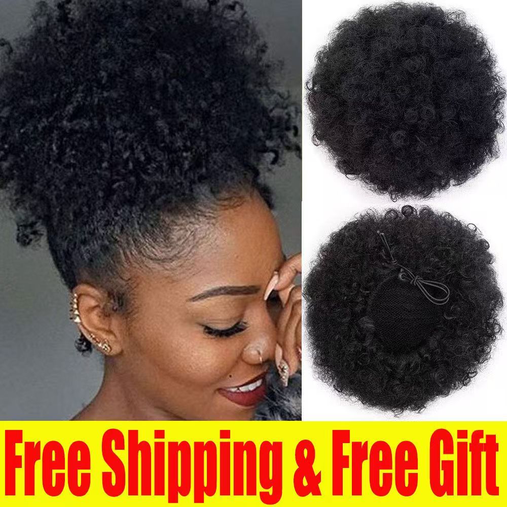 wig curly puff ponytail hair afro clip bun hairpieces women wig