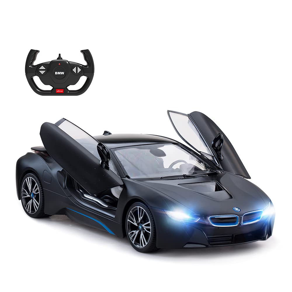  Remote Control Car, 1:14 BMW i8 Radio Remote Control Racing RC Toy Car Model Vehicle, Open Doors by RC, MattBlack
