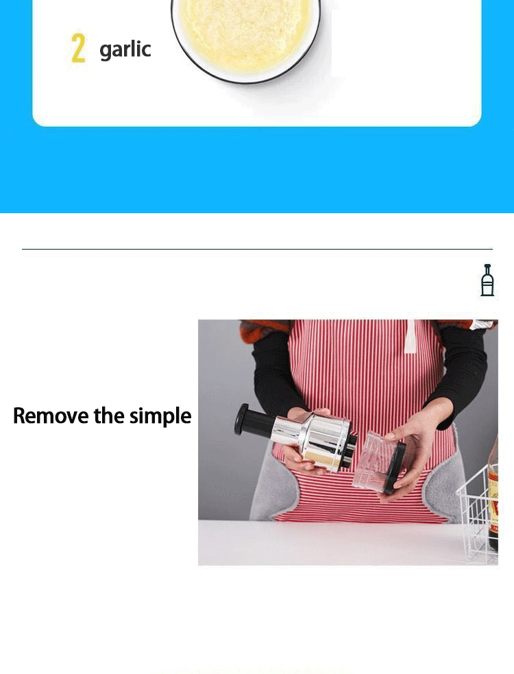 Slap Press Manual Food Chopper,Stainless Steel Hand Dicers Mincer Chopper,Sharp Mini Chopper Cutter for Fruit,Vegetable, Garlic,Nut,Salad
