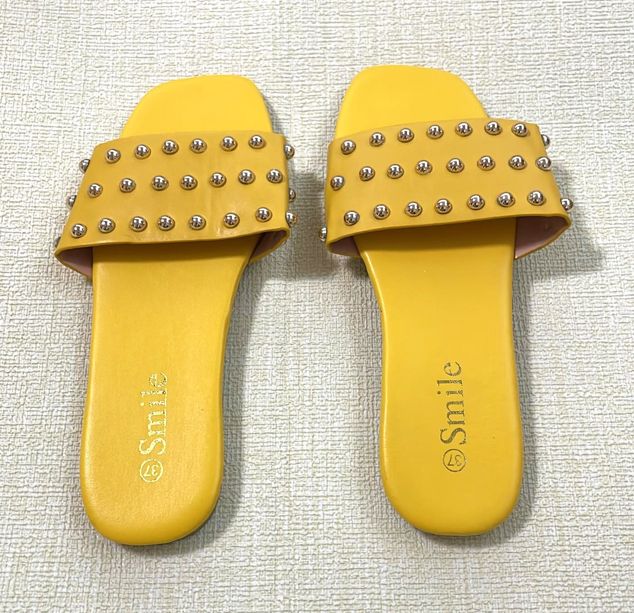 Women's Comfortable Cute Casual Slotted Rivet Design Easy Wear Sandal Slippers 