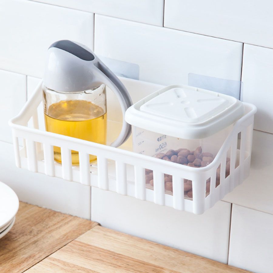 Non-Marking Plastic Wall-Mounted Storage Basket, Toilet Storage Rack,Kitchen Storage Rack,Kitchen Organizer No-hole bathroom shelves kitchen plastic wall mounted toilet restroom organizer corner shelf 19.5cm*12cm*7.5cm