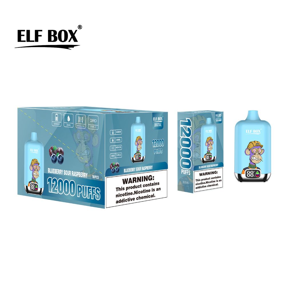 ELF BOX Digital 12000 1pcs/Box Beast rechargeable High Capacity Fruits Flavour Vape Pen - Ready To Puff And Go Electronic Cigarette Smoke Smoking Random 12000 Puffs