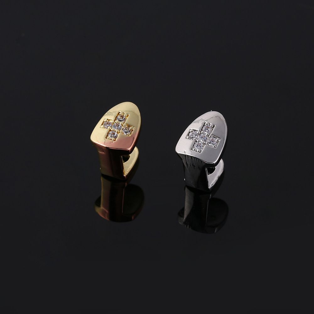 Diamond Cross Grillz - Gold Plated & Silver Tooth Grillz - Hip Hop Fashion Jewelry
