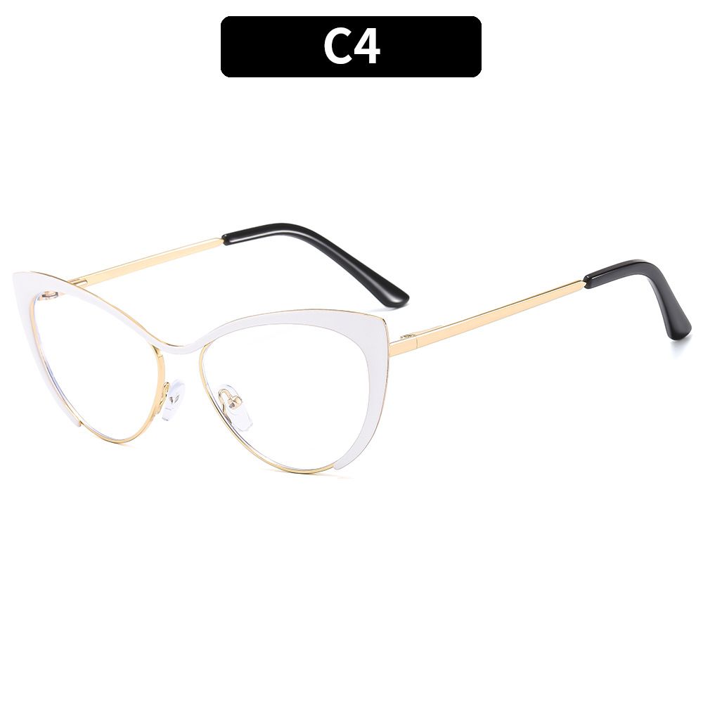 8303 Sexy Cat Eye Gold Metal Half Frame Glasses for Women Optical Computer Glasses Female Spectacles Fashion Eye-wear EyeglassesC4