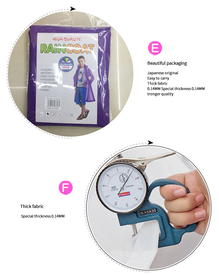 EVA Reusable Raincoat Rain Ponchos with Hood and Elastic Cuff Sleeves for Kids, Size 113 cm x 55 cm