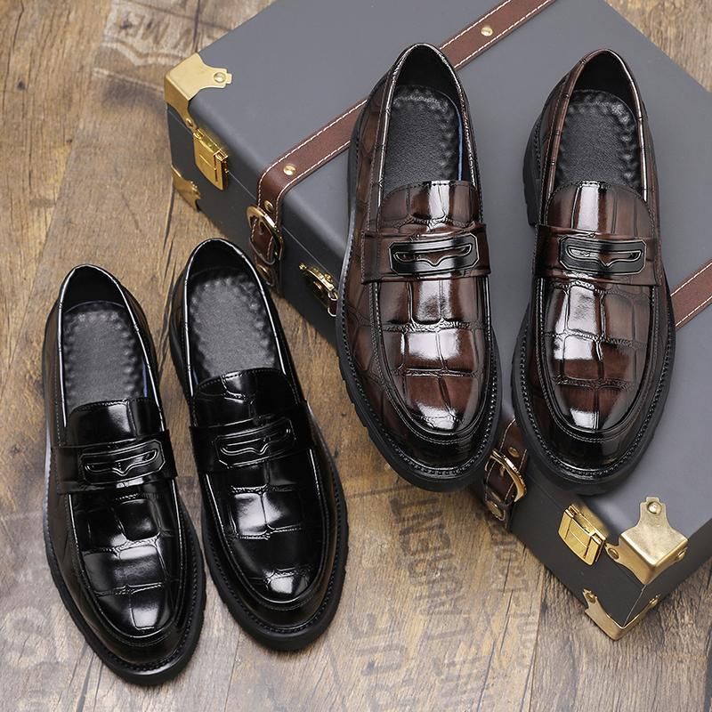 Men's 48 Big & Tall Glossy Slip-On Loafers 2025 A/W Formal Wedding Shoes Shiny Leather Dress Shoes Business Oxfords for Wide Feet