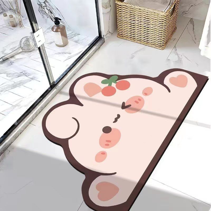Cartoon Bathroom Absorbent Quick-Drying Floor Mat Soft Non-Slip Carpet