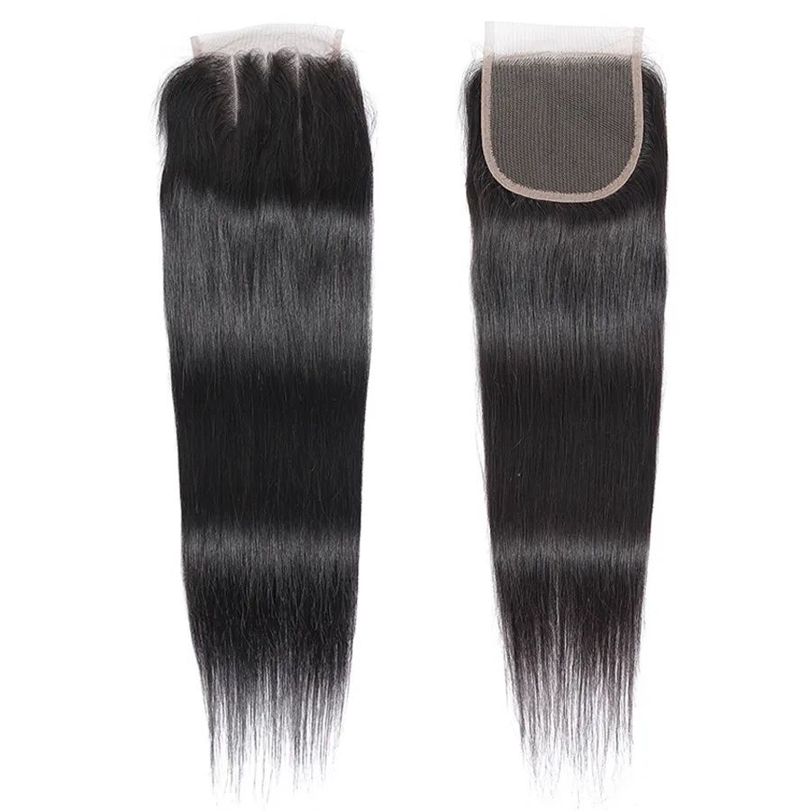 Factory Direct Hair Vendors Lace Frontal Closure 100% Human Hair 4x4 transparent Lace Closure 100% human hair 4x4 three part virgin cuticle aligned hair frontal lace closure with bundles natural straight toupee human hair women