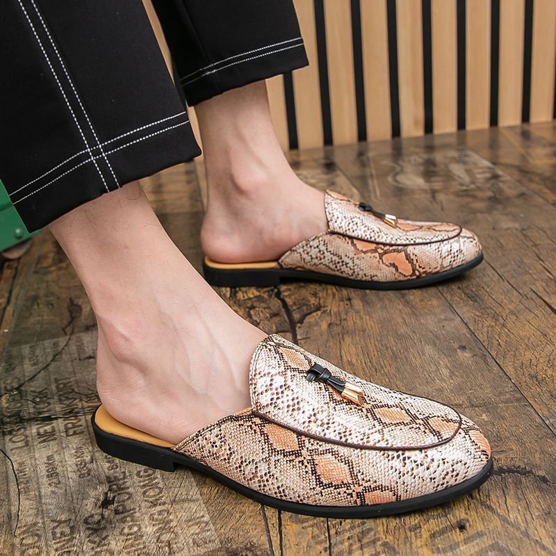 Youth Men Leisure Cool Mules Man Summer Slippers Fashion Casual Leather Loafers Flats Shoes Pu Breathable Slip On Footwears For