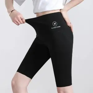 women's five-point long cycling pants tummy tuck lift yoga pants girls' slim slim fitness pants legging shorts