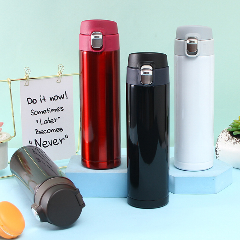 Insulation Cup 304 Stainless Steel Insulation Cup Bounce Straight Drinking Portable Cup Simple Solid Color Large-capacity Water Cup