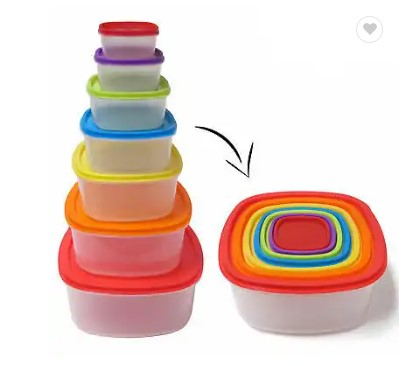 Plastic Food Storage Bowls - 7 Pieces - Multicolor
