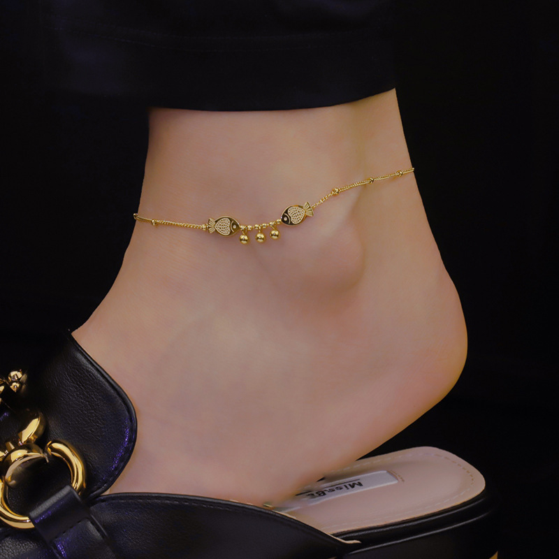 TB676303 Women's Fashion Versatile Simple Small Fish Shape Anklet