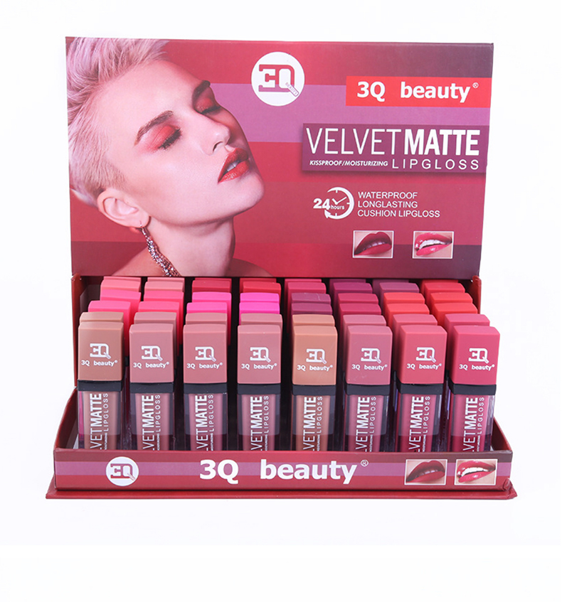 LP-8980 Waterproof Long Lasting 24 Colors lipstick Set Matte Lip Gloss Durable Liquid Lipgloss Set, 48PCS/BOX
