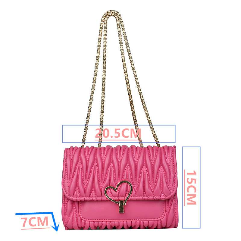 Chain Love Buckle Bag New Fashion Casual Crossbody Bag Texture One Shoulder Small Square Bag