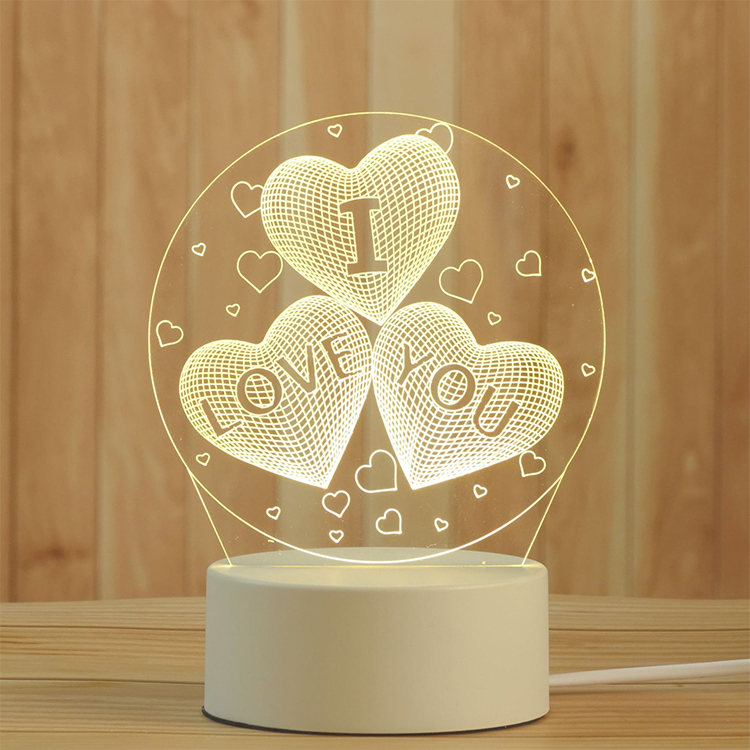 Creative Lights 3D Led USB Display Lights Lamp Acrylic Night Lights LED Lamp Mother Day Valentine's Day Christmas Halloween Wedding Gift