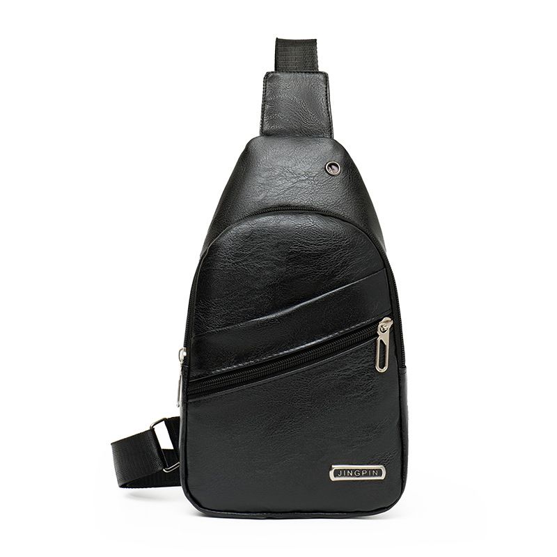 PU Leather Men's Chest Bag Business Commuting Crossbody Bag Leisure Sports Shoulder Bag Outdoor Mobile Phone Bag