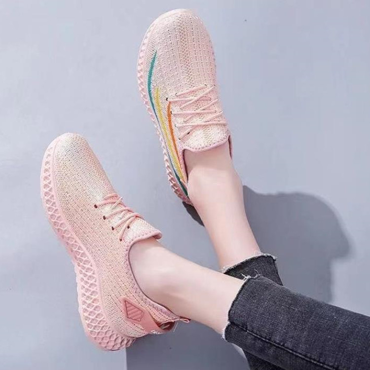 Hot sale Shoes Women's Shoes Flying Knitting Sports Shoes Fashion Casual Mesh Lightweight Women's Coconut Shoes