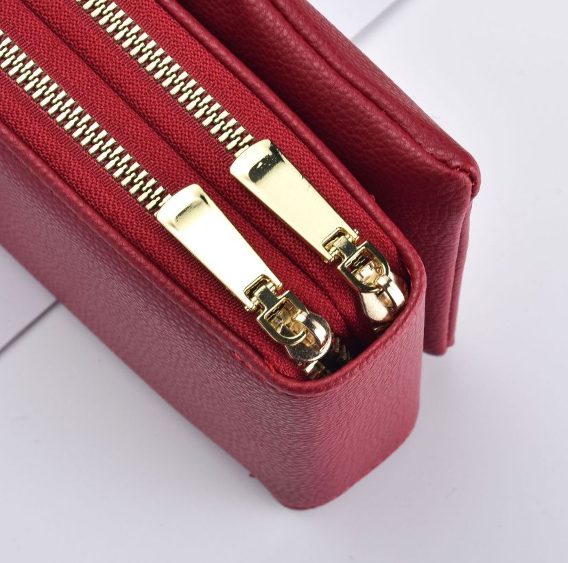 New cell phone bag female simple Korean version purse double zipper bag lychee pattern single shoulder shoulder bag female