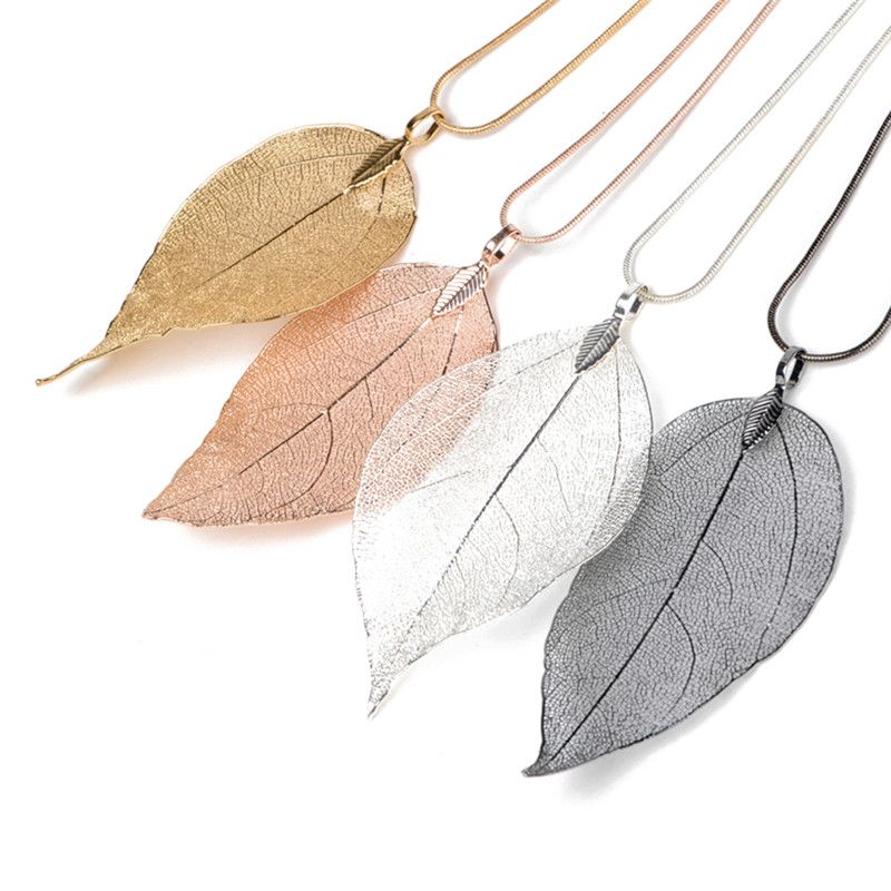 Sweater Coat Necklaces Ladies Girls Special Leaves Leaf sweater Pendant