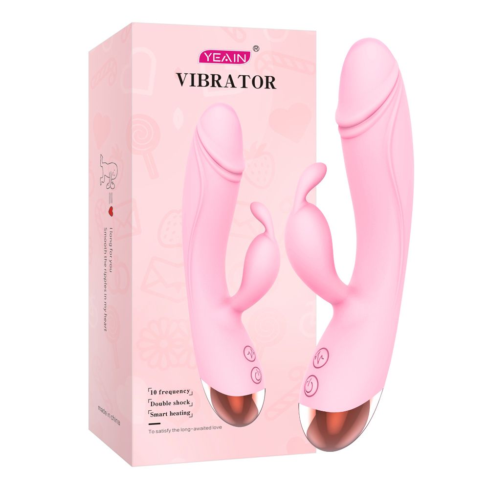 Dual Rabbit Vibrator Personal Massager, 10 Vibration Settings, Body-Safe Silicone, Waterproof, USB Rechargeable, for Women and Men