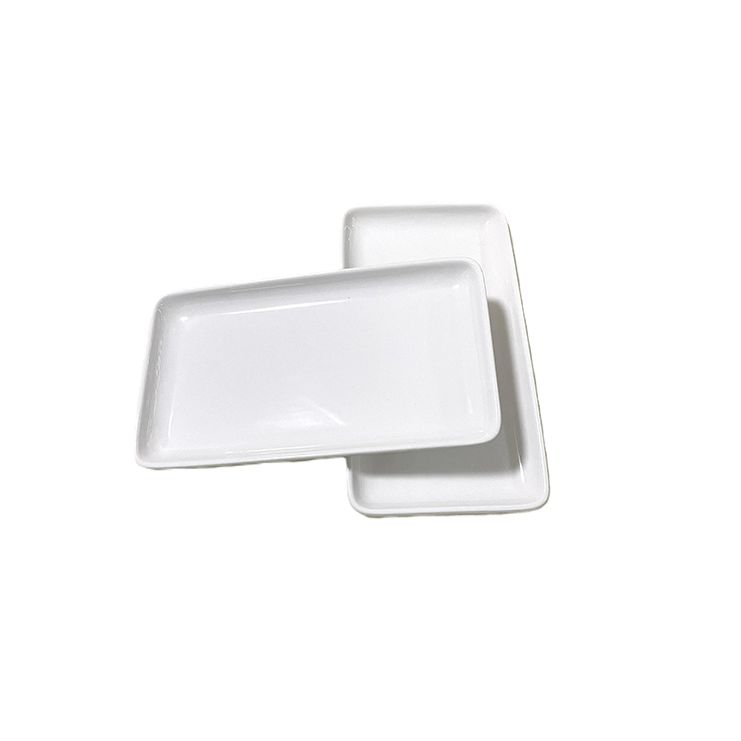Ceramic Porcelain Rectangular Salad Dessert  Dinner Plates For Serving Trays for Fruit, Sushi Appetizer, and Parties Stackable - T-01