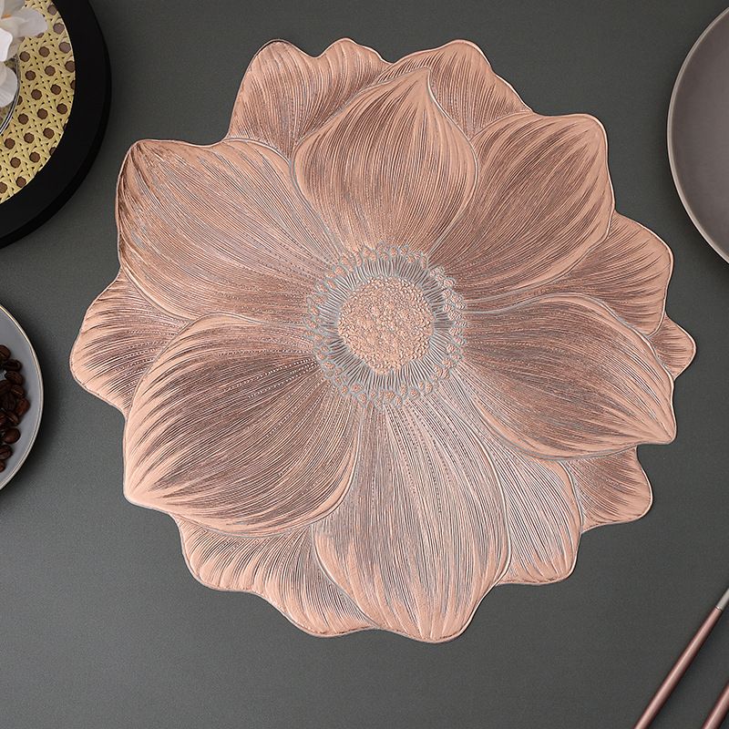 PVC hot stamping placemat flower shape table mat insulation pad washable waterproof and anti-scalding