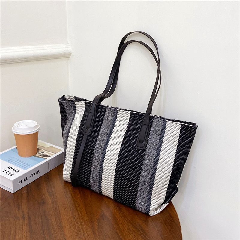 2024 new vertical stripe Tote bag large capacity fashion bag shoulder bag 1708