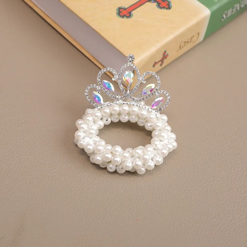 1PCS New Fashion Pearl Crown Princess Cute Kids Elastic Hair Bands Children Hair Ties Girls Hair Accessories Baby Headwear