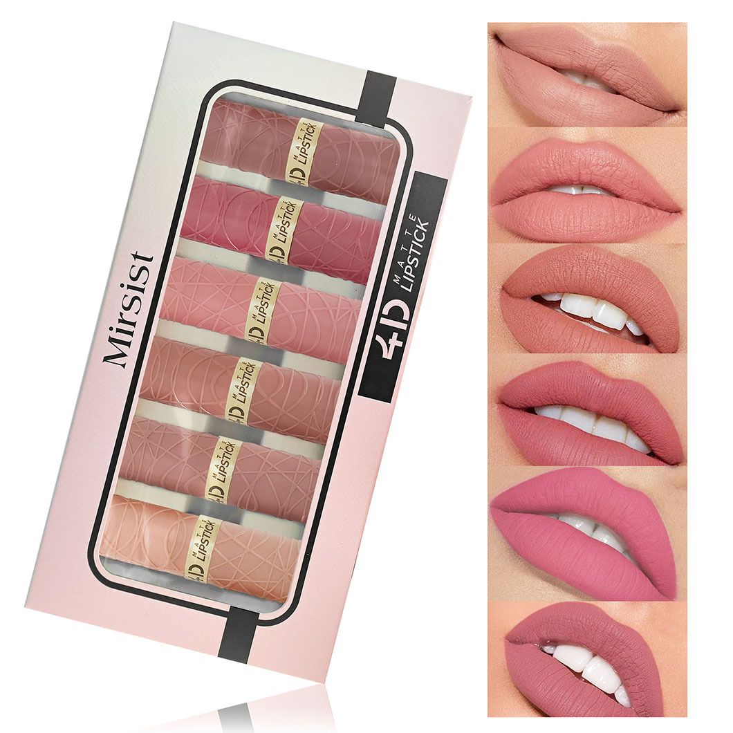 6 Packs Matte Lipstick Set, Long Lasting Waterproof Velvet Matte Lipstick, Non-Stick Cup Pigmented Lip Stick for Daily Makeup, Party, Wedding & Cosplay, Full Coverage Lip Makeup Kit for All Skin Tones