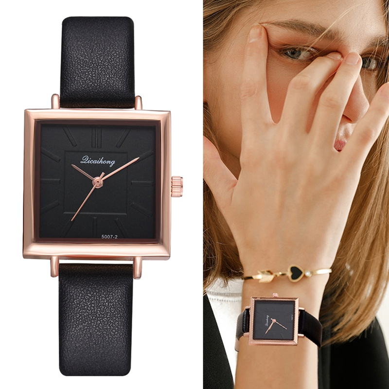 Luxury Elegant Women Square Quartz Watch Fashion Casual Leather Wristwatches Trend Style Korean Wave Classic Watch