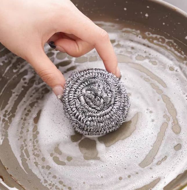 2PCS Metal Kitchen Scrubbing Sponges Dishwashing Scouring Pads Stainless Steel Scrubbers for Cleaning Dish Steel Wool Scrubber