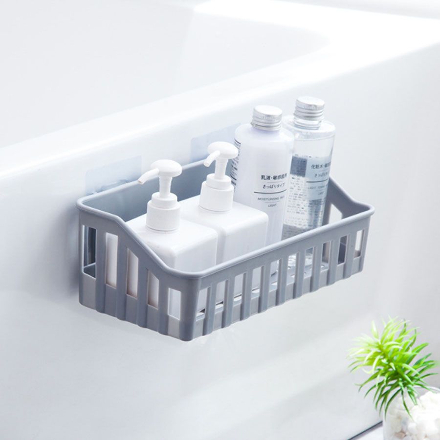 Non-Marking Plastic Wall-Mounted Storage Basket, Toilet Storage Rack,Kitchen Storage Rack,Kitchen Organizer No-hole bathroom shelves kitchen plastic wall mounted toilet restroom organizer corner shelf 19.5cm*12cm*7.5cm