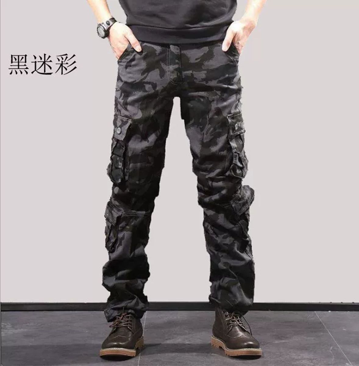 Outdoor men's multi pocket work pants, sturdy cotton casual workwear, long pants, youth