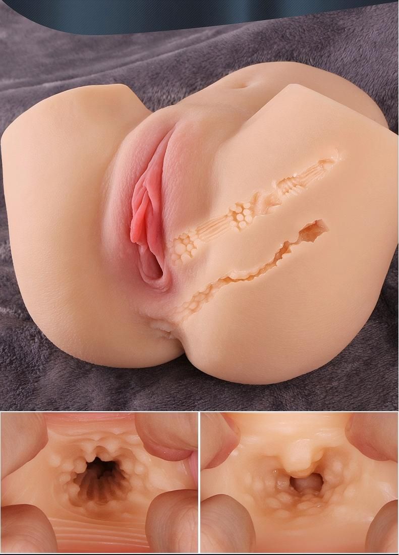 Pussy Ass Masturbator Sex Toy with Virgin Tight Labia, 2 Hole Realistic Male Masturbator with Strong Suction Channel, Goyha 4.1 LB Pocket Pussy Male Sex Toy for Men Masturbation