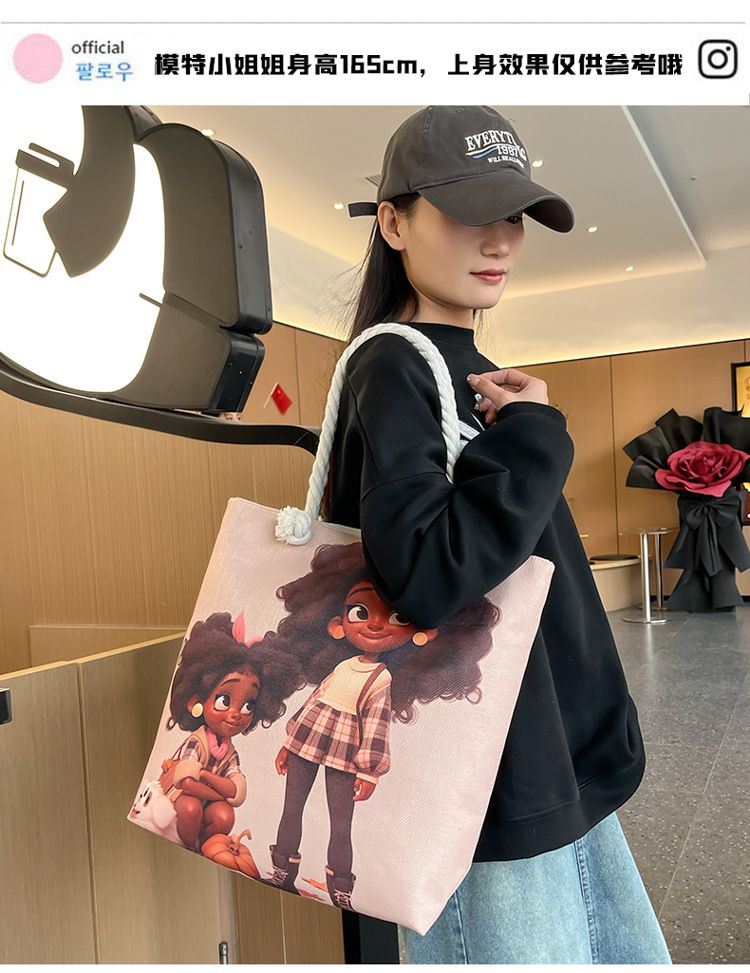 Miss DG Painting hand bag Cartoon canvas bag Large capacity Beauty Tote bag Shopping shoulder bag
