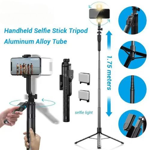 1.75m Selfie Stick Tripod Foldable Stand Phone Camera Live Streaming Stand Holder Bluetooth