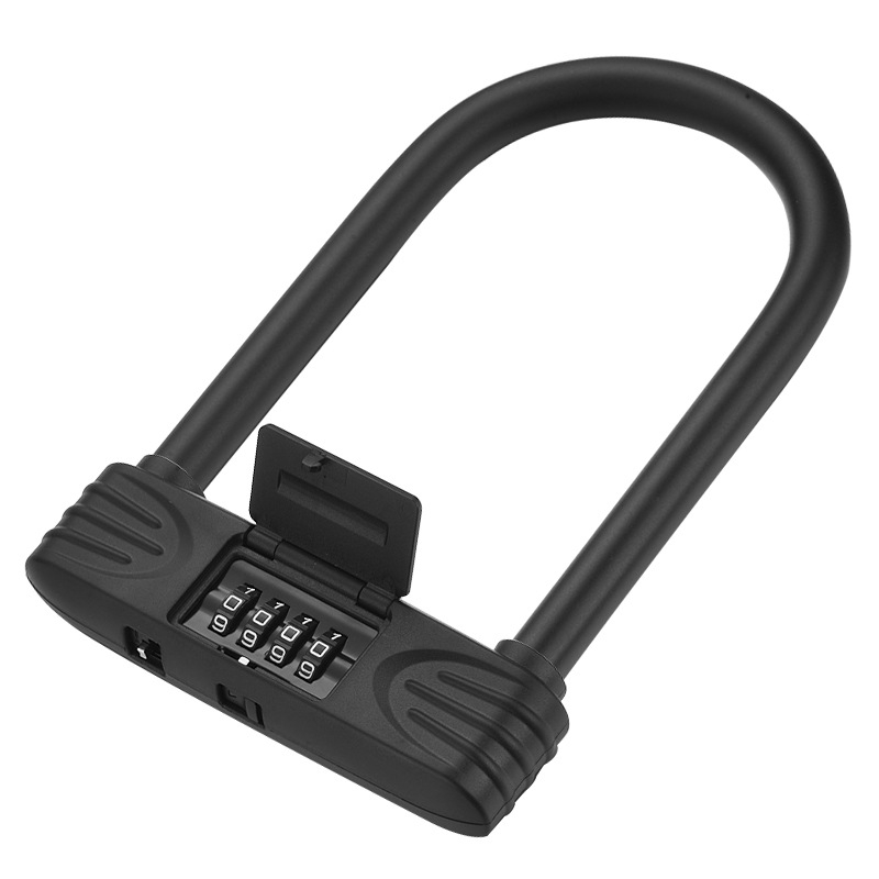 Heavy Duty Combination U-Lock with 16mm Rubberized Steel U-Shackle, Weatherproof Design, Great for Bikes, Motorcycles, Scooters, Gates, Fences, and More