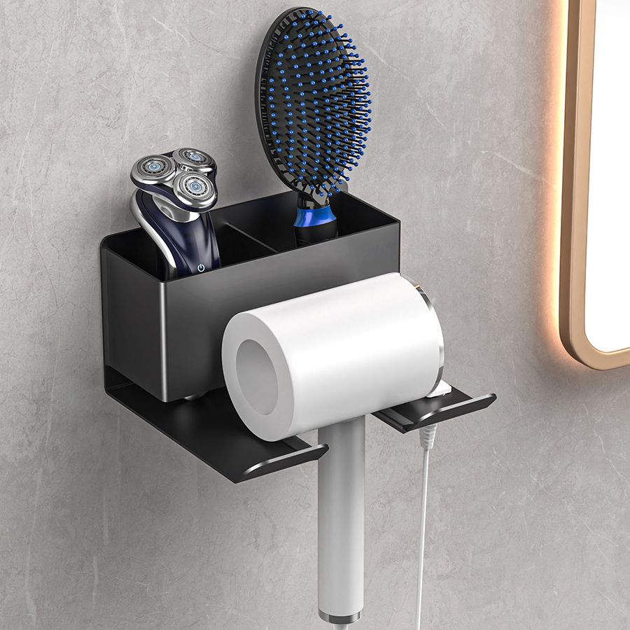 Self Adhesive Hair Dryer Holder Wall Mounted - Adhesive Bathroom Hair Blow Dryer Rack Organizer Compatible with Supersonic Hair Dryers (Black)
