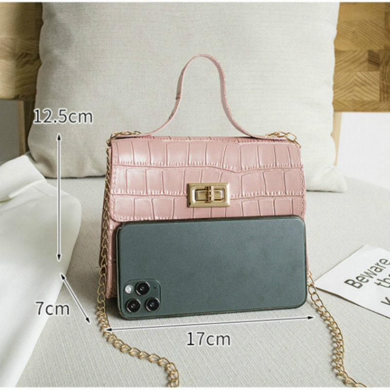 New Fashion Crocodile Pattern Shoulder Bag PU Chain Buckle Messenger Bag Three-dimensional Texture Handbags for Women