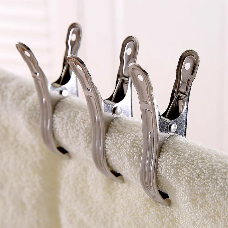 Heavy Duty Stainless Steel Spring Clothespins Windproof Anti-Slip Laundry Clips Multipurpose Sun Drying Pegs For Socks Towels Clothes Thick Quilts Blankets Outdoor Balcony Household Use