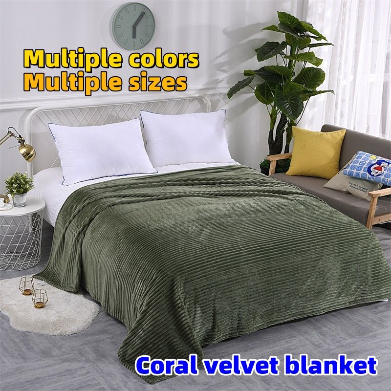 70*100cm，100*150cm，120*200cm，150*200cm Blanket，Solid color cloud mink velvet drawstring blanket CRRSHOP flannel blanket, thickened yoga cover blanket