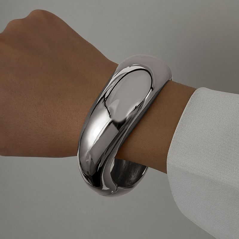 Golden smooth wide bracelet, fashionable and exaggerated bracelet,Hand Ornament fashion jewelry