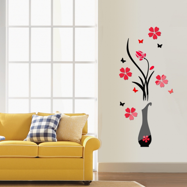 Flower Tree Crystal Arcylic 3D Wall Stickers Decal Home Decor Wall Stickers for Bedroom Wall Decor 