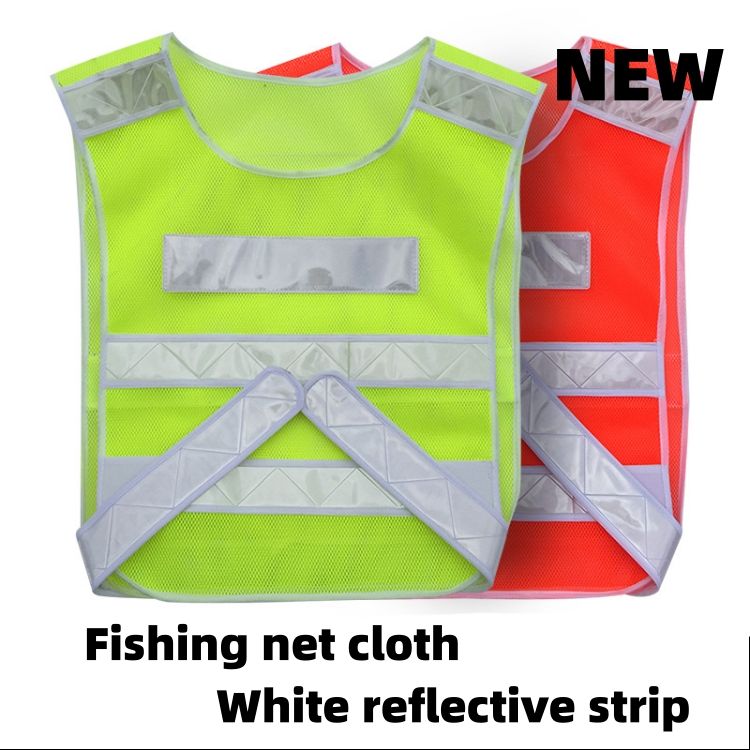 Fishing net cloth White reflective strip Reflective Vest Environmental sanitation duty transportation and cycling construction CRRSHOP Reflective clothing 