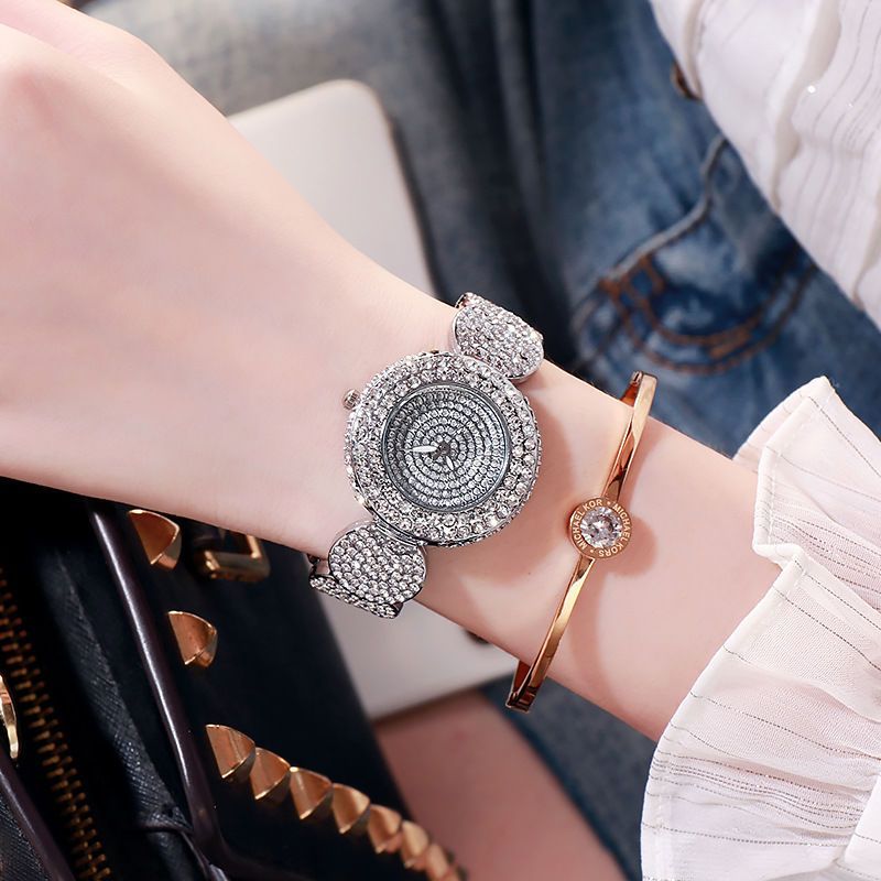 Women Watches Diamond Luxury Watch All-Over Rhinestone Gold Bracelet Watch