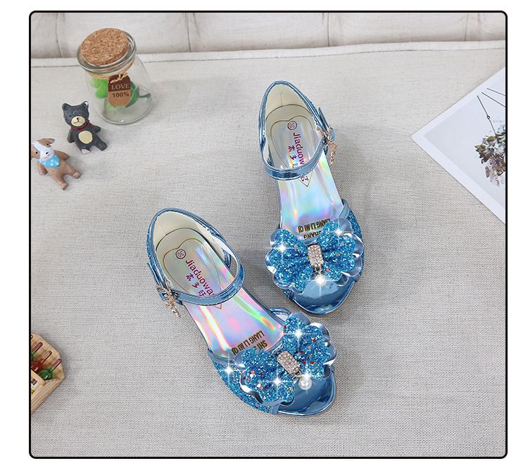 Dress Shoes Dreamy Girl's High Heels Children's Princess Sandals Bow Tie Children's Shoes Crystal Heeled Shoes